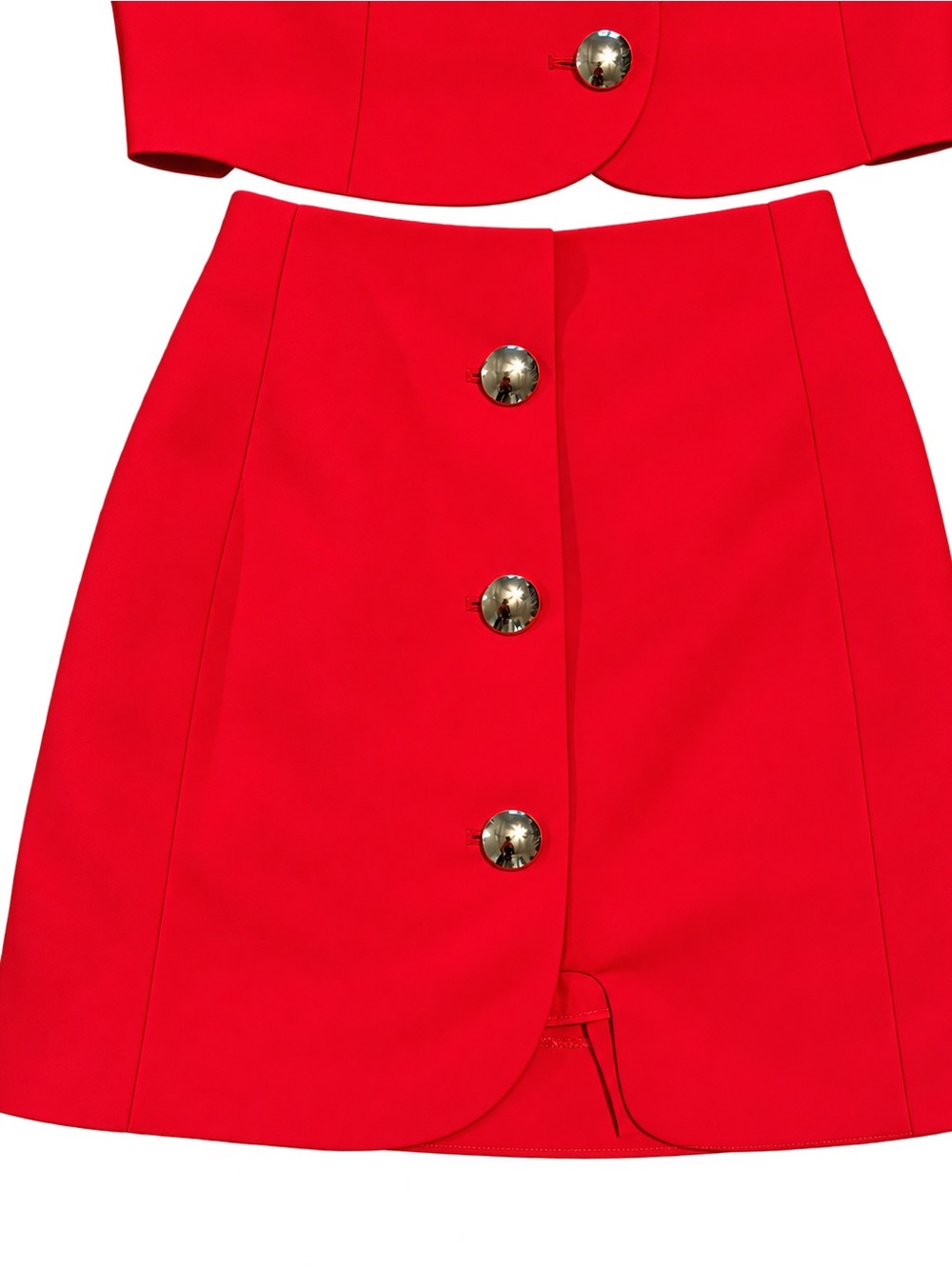 Red Button-Front Top & Mini Skirt - Picture 9 of 10